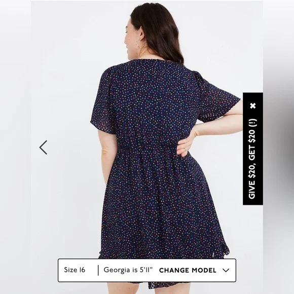 Madewell Flutter-Sleeve Ruffle-Hem Dress in Sugar Dot Navy Blue Size 14 - Picture 3 of 12